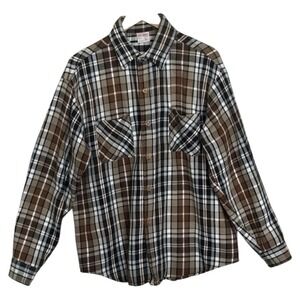 VTG Big Mac JCPenney Flannel Shirt Button Up Plaid Men's Large Brown